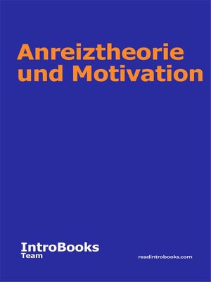 cover image of Anreiztheorie und Motivation